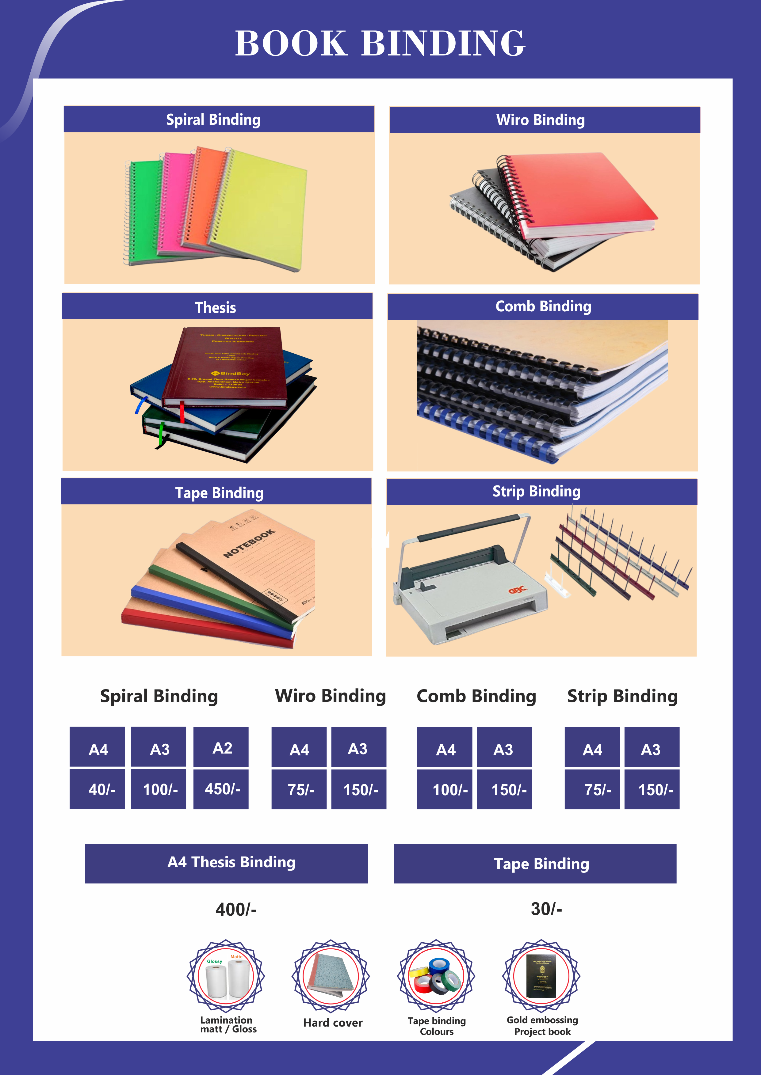 Binding pricing sheet